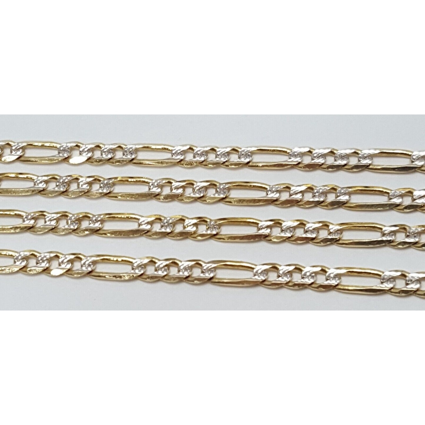 14K Two Tone Gold Diamond Cut Figaro Link Chain Necklace
