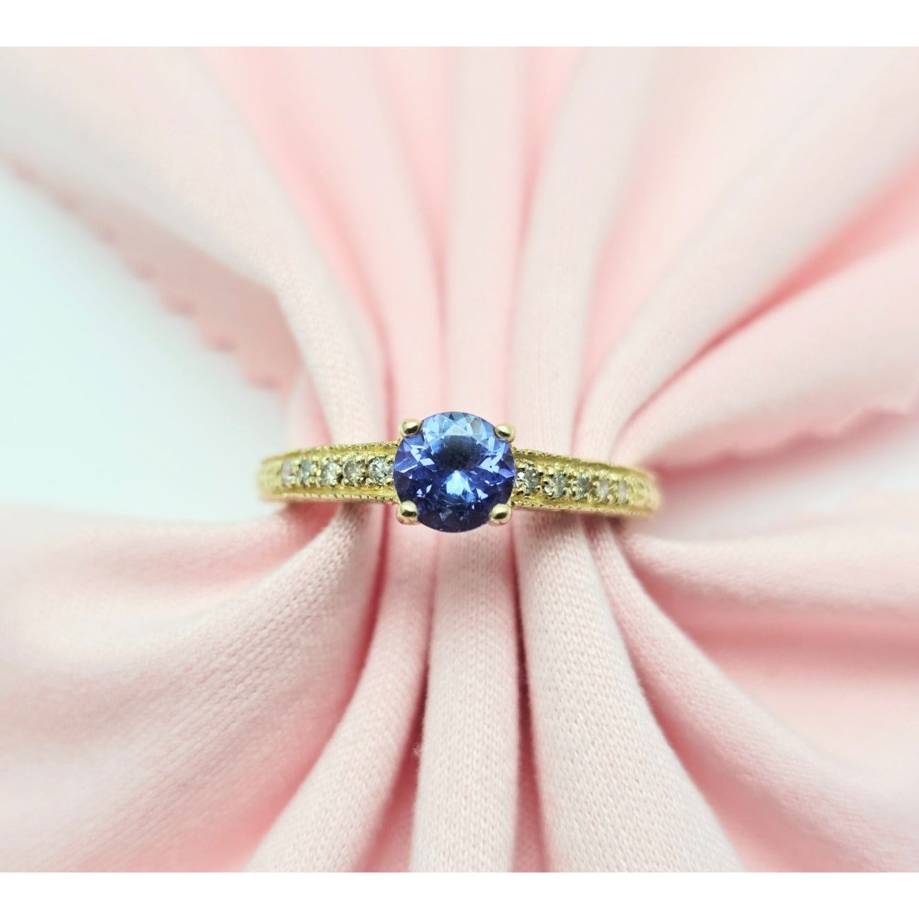 14K Yellow Gold Tanzanite & Diamond Ring