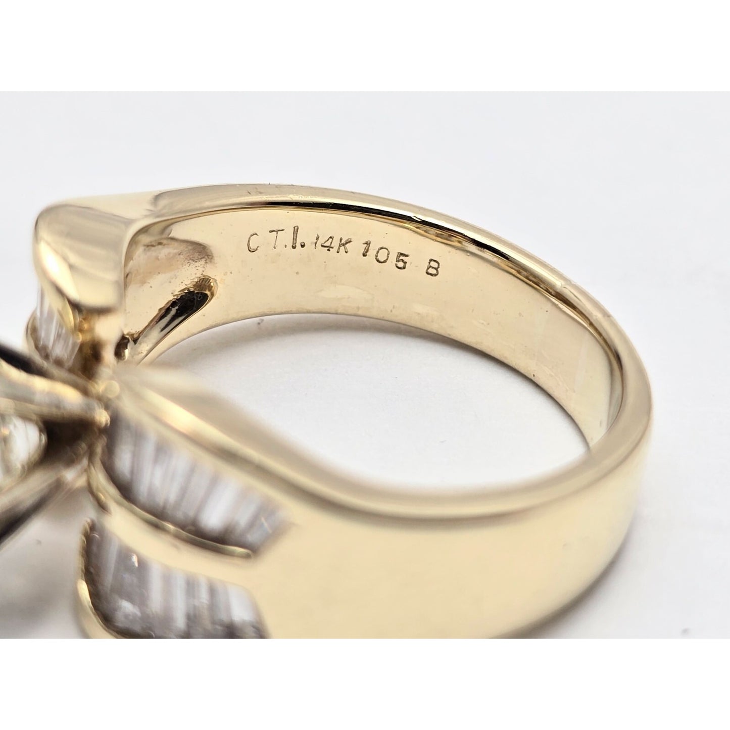 14K Yellow Gold Round & Baguette Diamond Ring