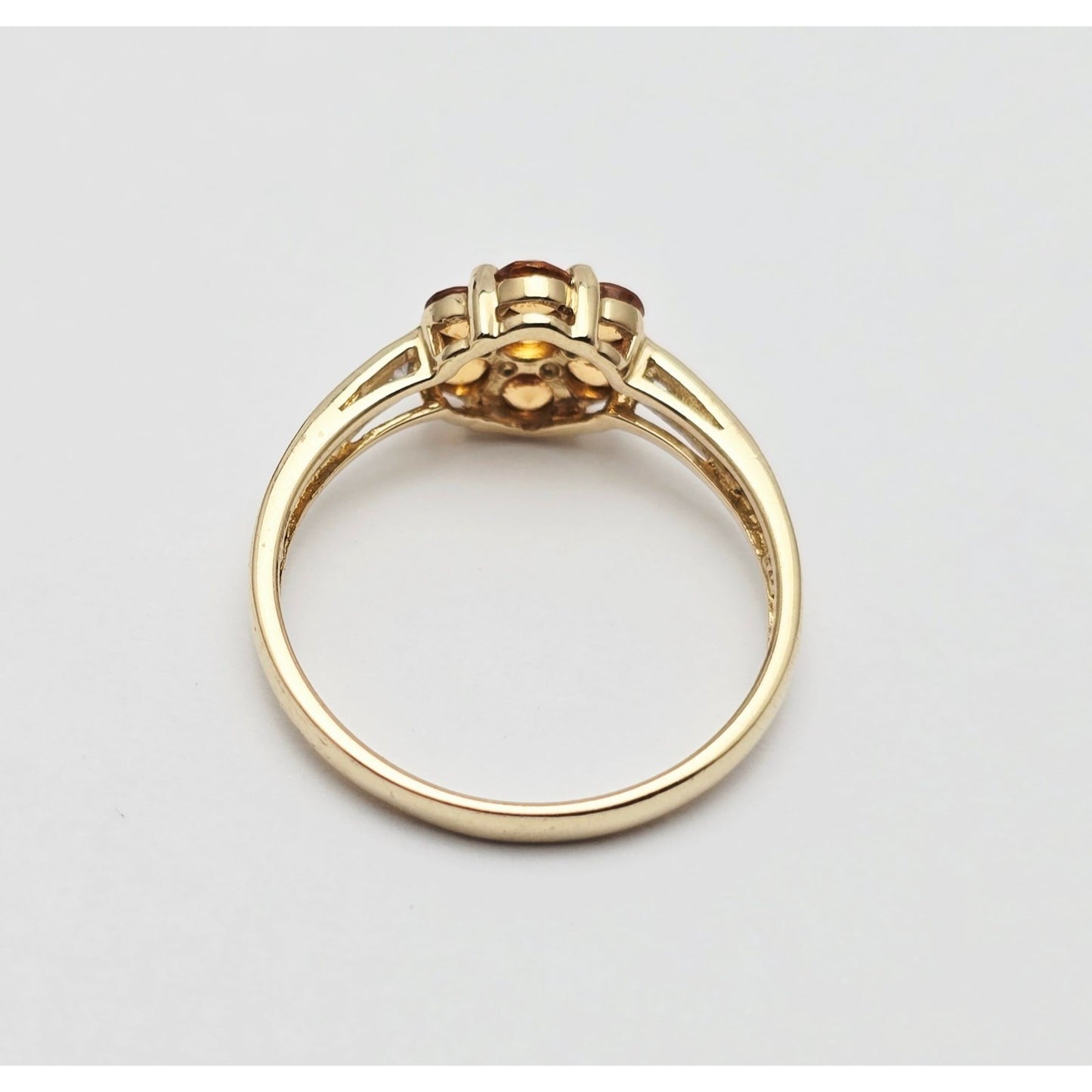 14K Yellow Gold Citrine & Diamond Flower Ring