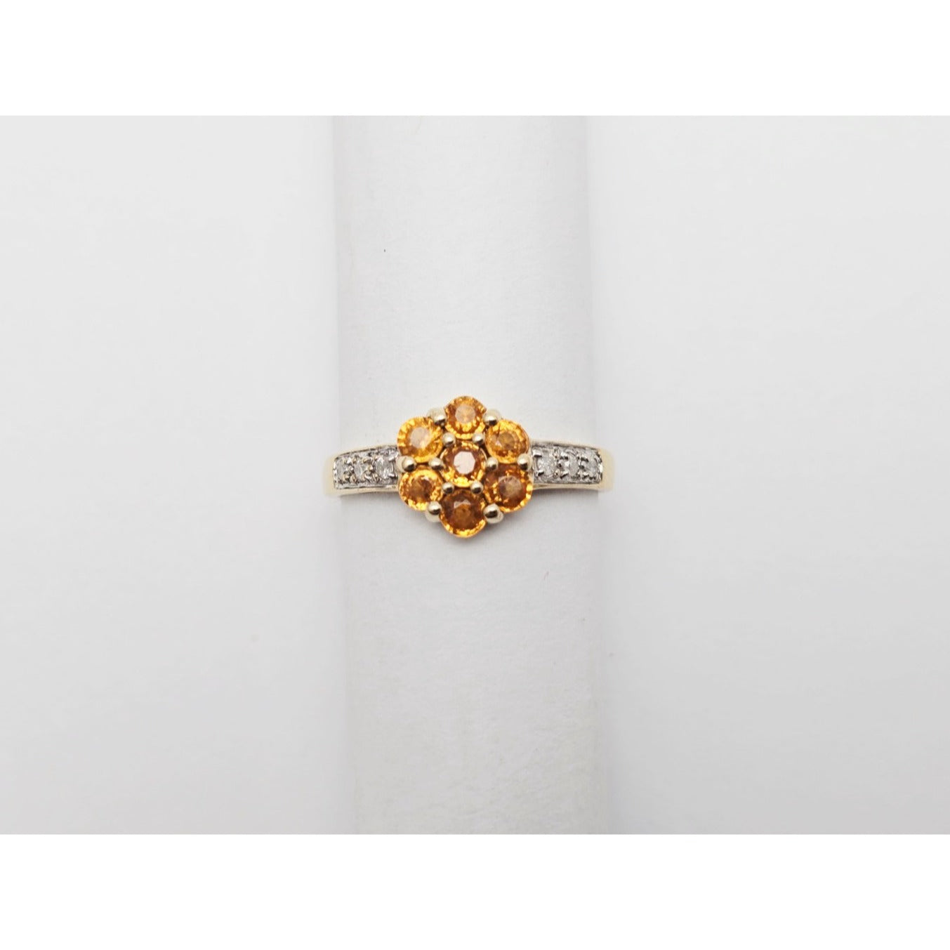 14K Yellow Gold Citrine & Diamond Flower Ring