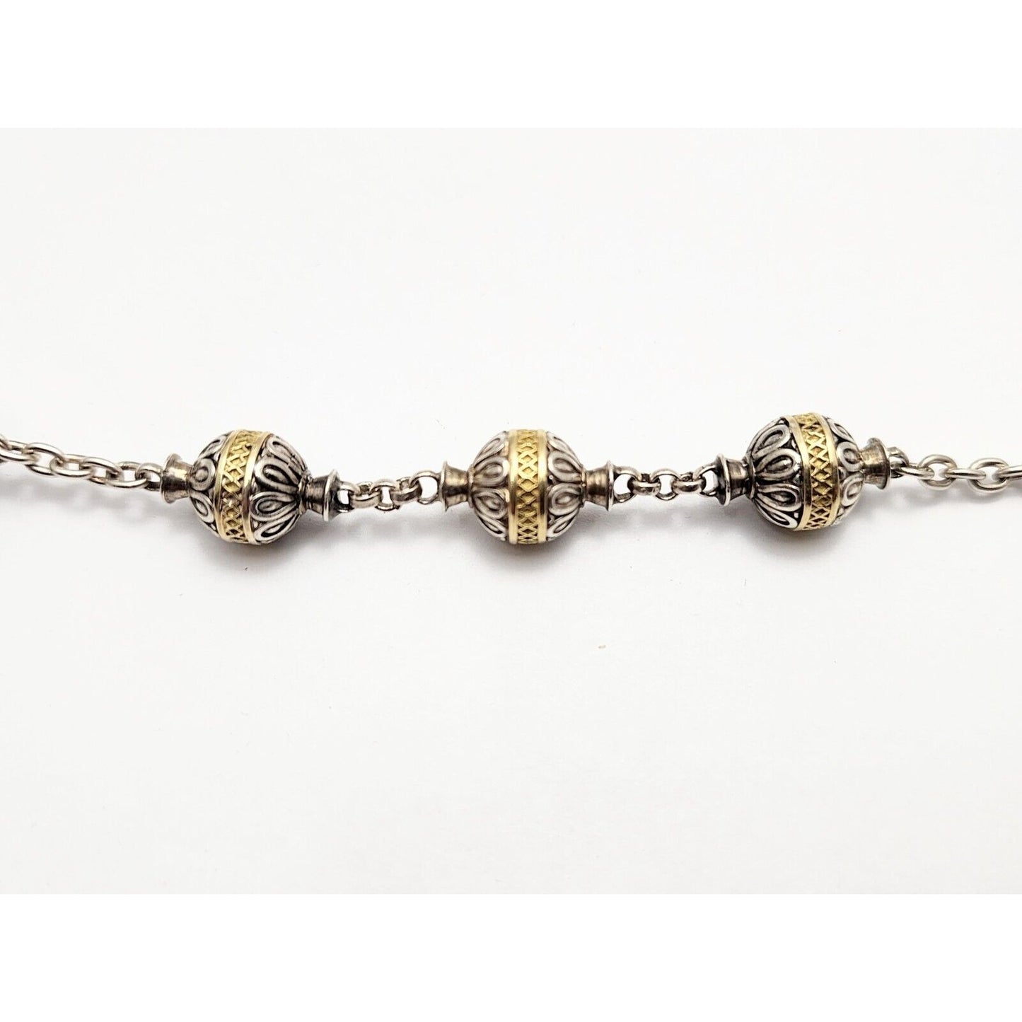 Konstantino 18K Gold Sterling Silver Bead Ball Cable Link Tourmaline Bracelet