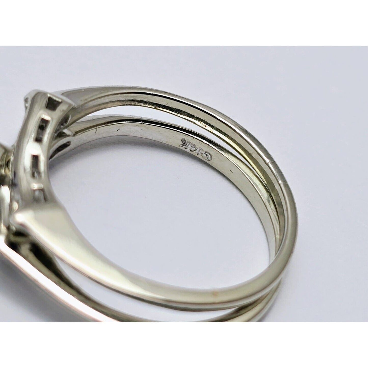 14K White Gold Ladies Wedding Solitaire Round Cut Diamond Ring Set