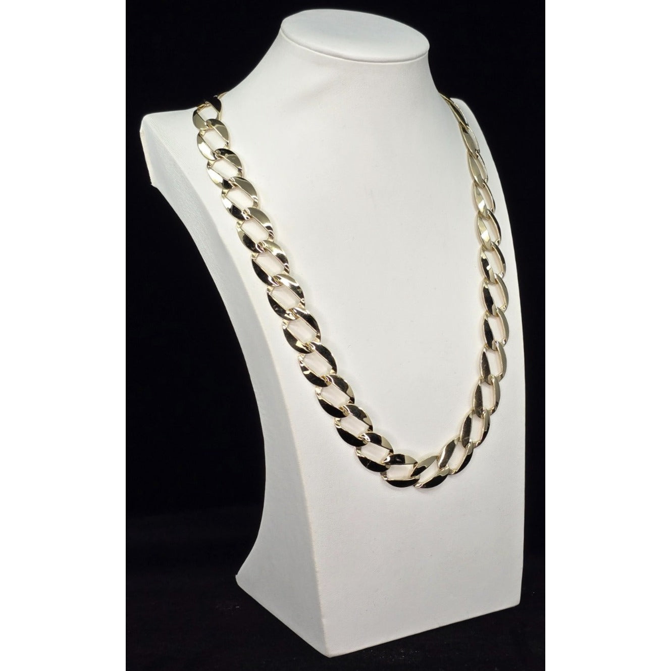 Large 14K Yellow Gold Cuban Link Chain Necklace