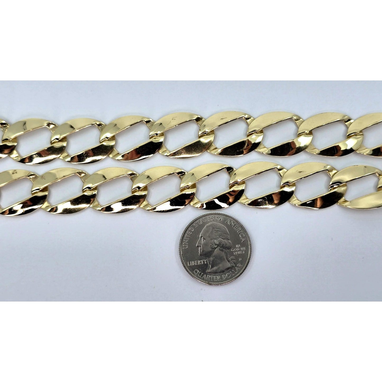 Large 14K Yellow Gold Cuban Link Chain Necklace