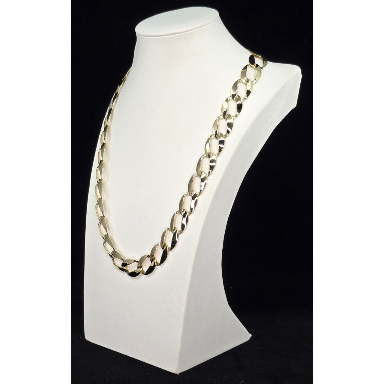 Large 14K Yellow Gold Cuban Link Chain Necklace