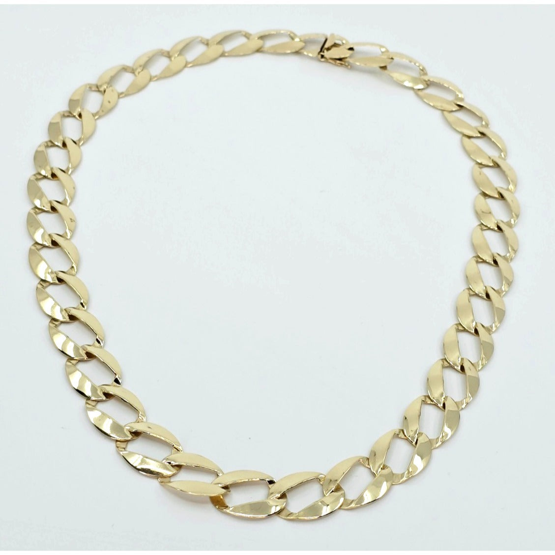 Large 14K Yellow Gold Cuban Link Chain Necklace