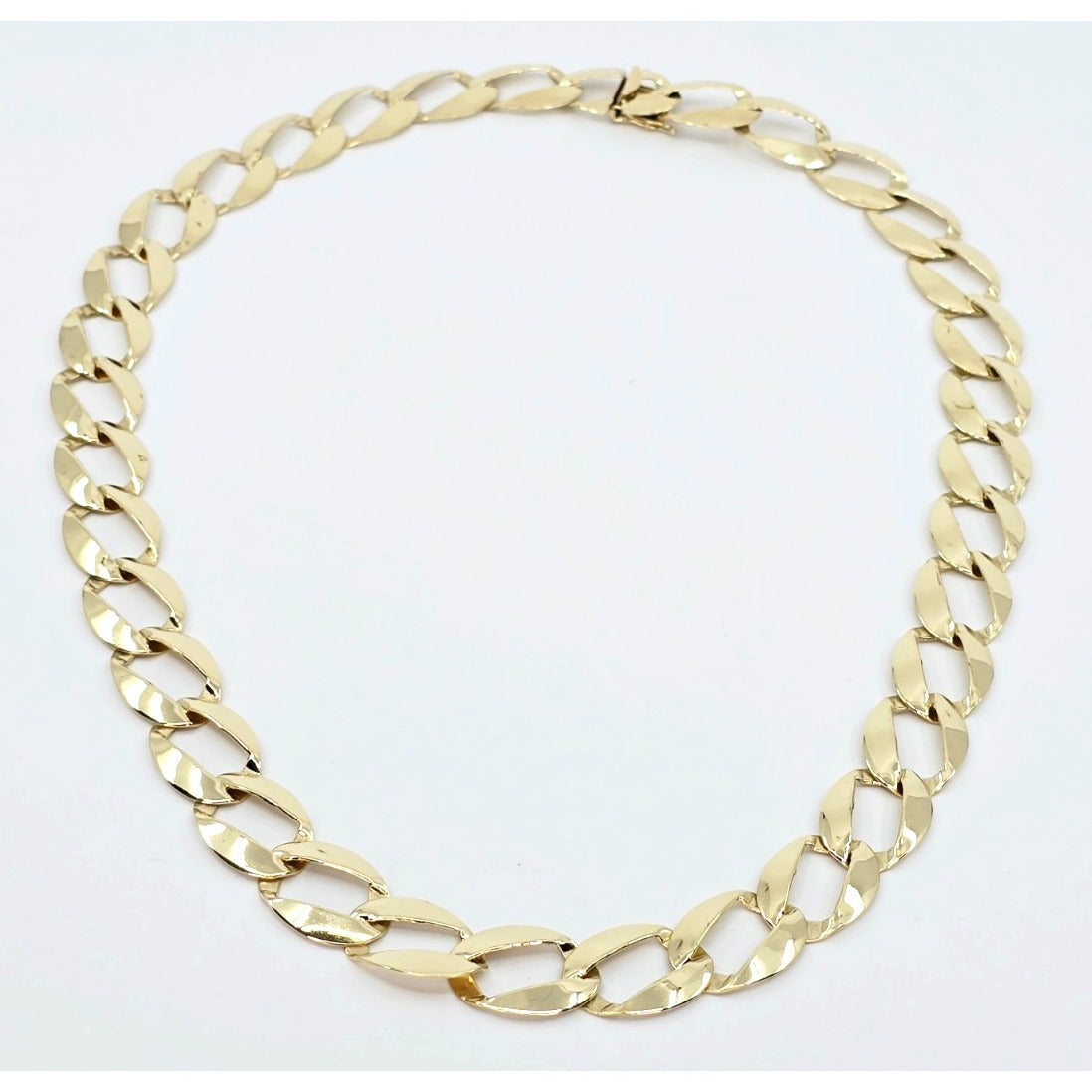 Large 14K Yellow Gold Cuban Link Chain Necklace