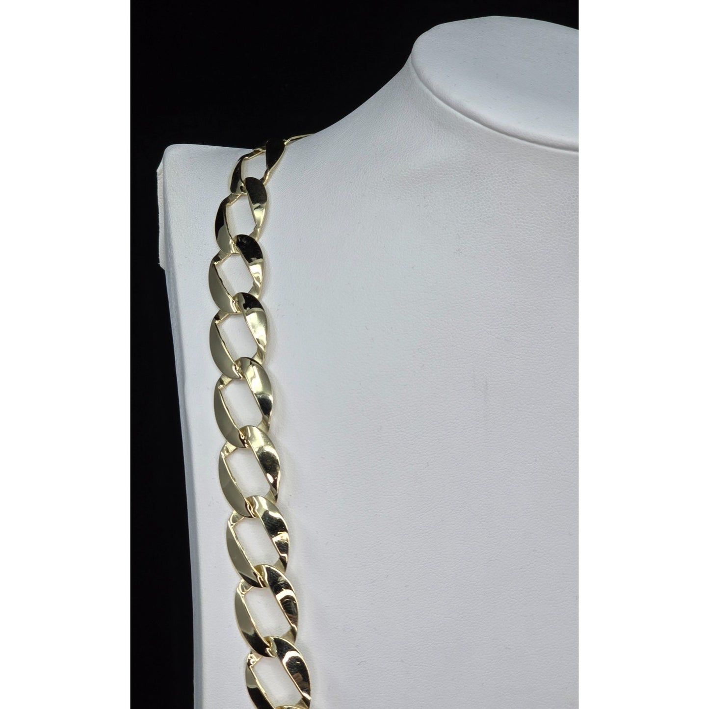 Large 14K Yellow Gold Cuban Link Chain Necklace