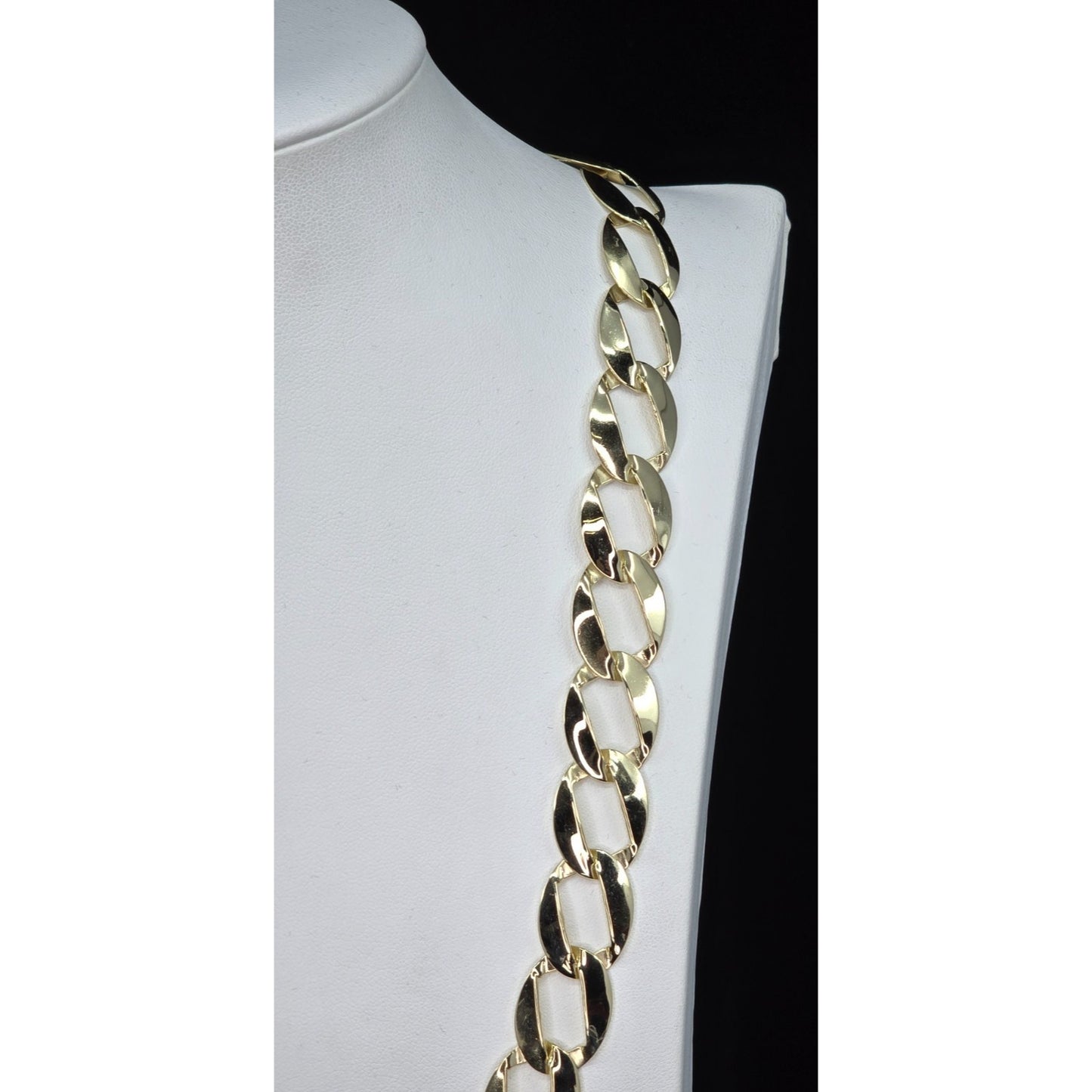 Large 14K Yellow Gold Cuban Link Chain Necklace
