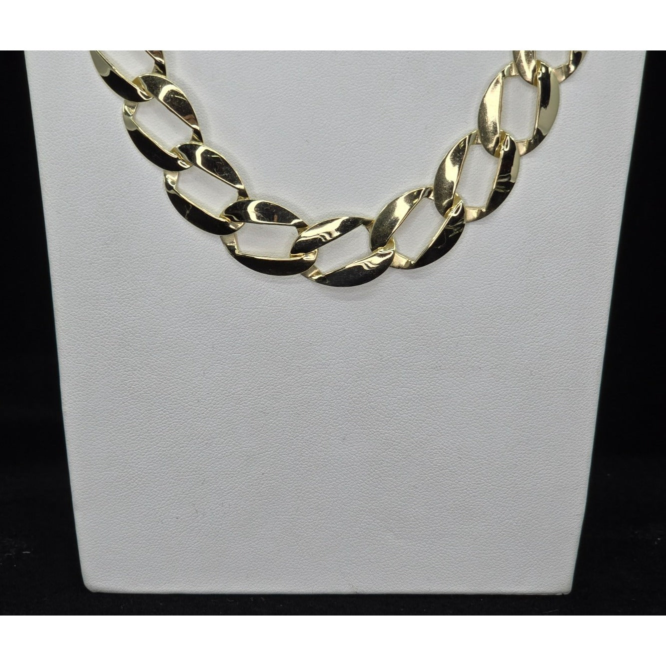 Large 14K Yellow Gold Cuban Link Chain Necklace