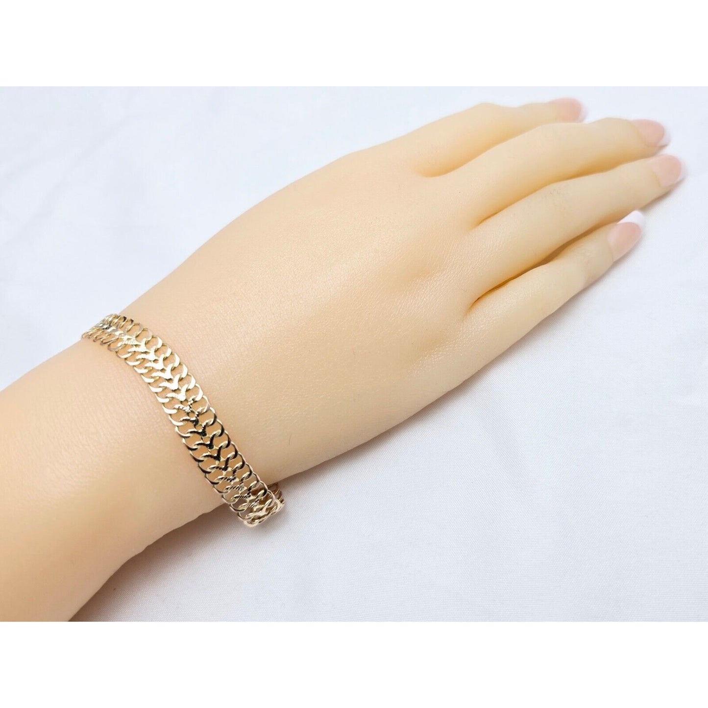 10K Two Tone Gold Flat Link Bracelet