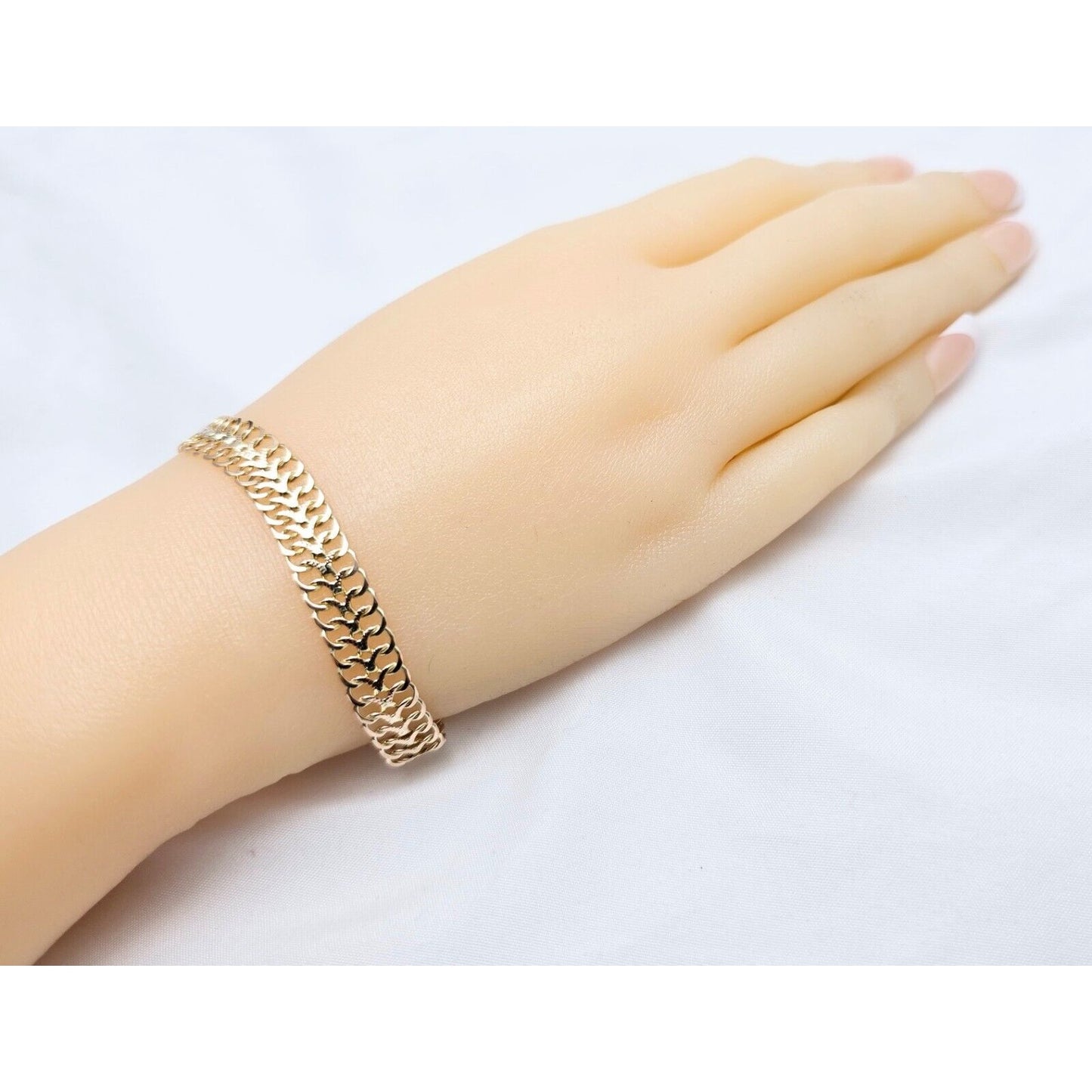 10K Two Tone Gold Flat Link Bracelet