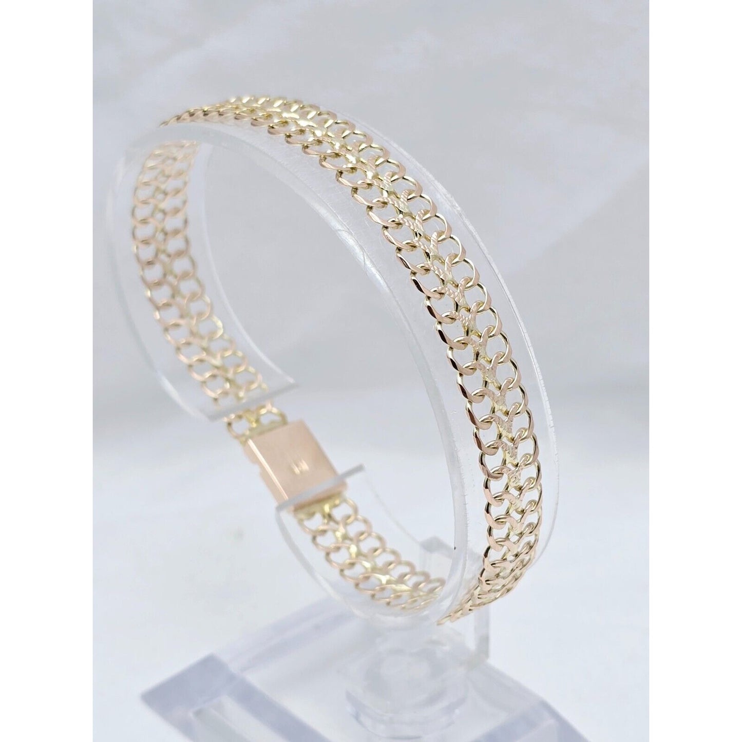 10K Two Tone Gold Flat Link Bracelet