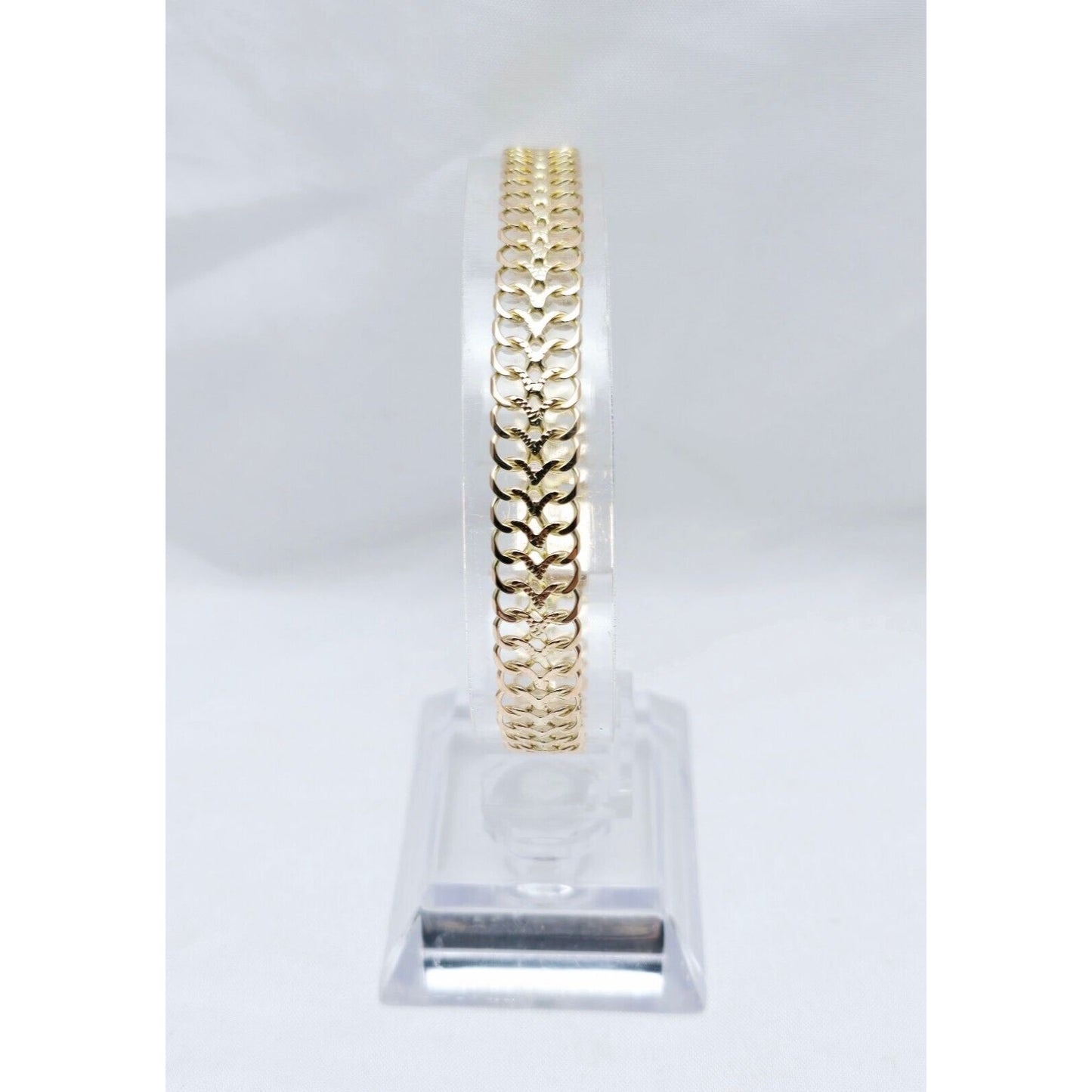 10K Two Tone Gold Flat Link Bracelet