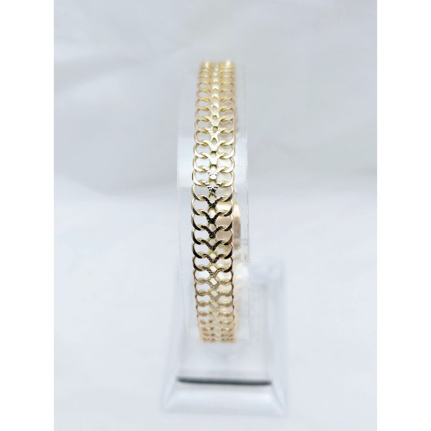 10K Two Tone Gold Flat Link Bracelet