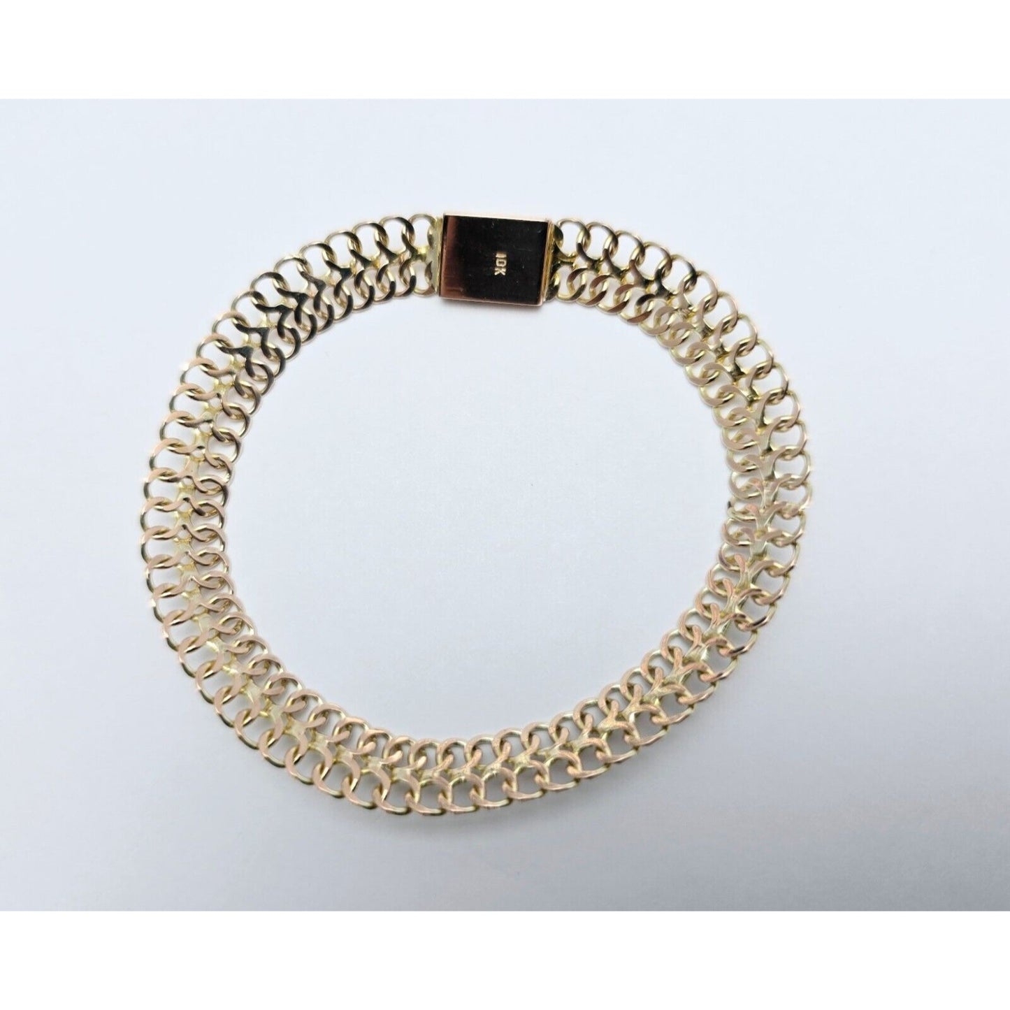 10K Two Tone Gold Flat Link Bracelet