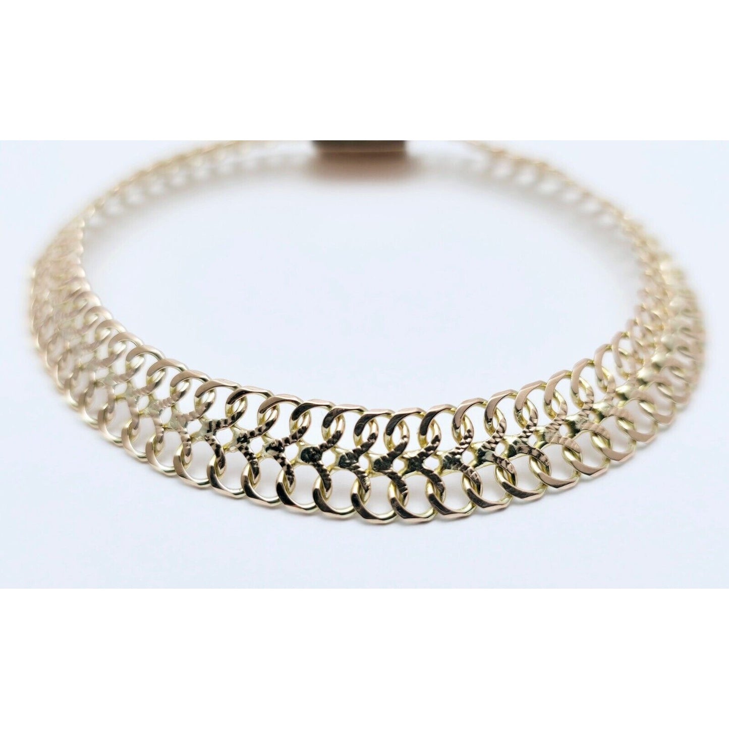 10K Two Tone Gold Flat Link Bracelet
