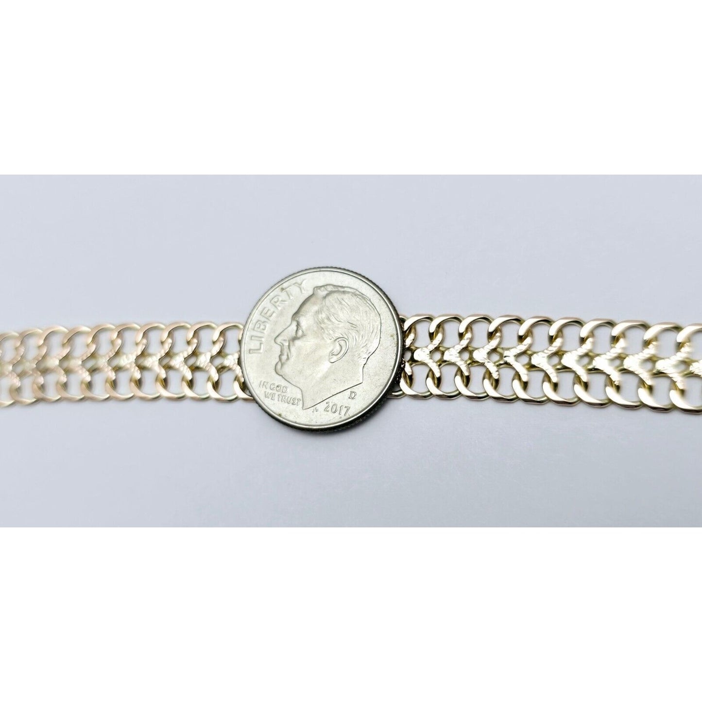 10K Two Tone Gold Flat Link Bracelet