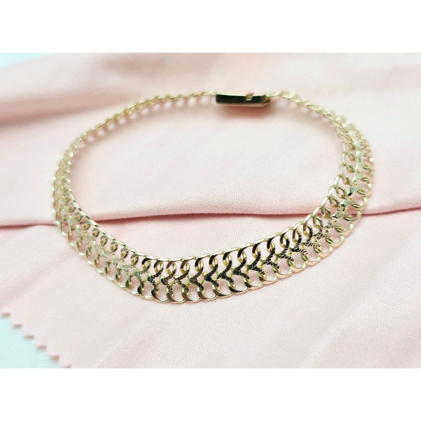 10K Two Tone Gold Flat Link Bracelet