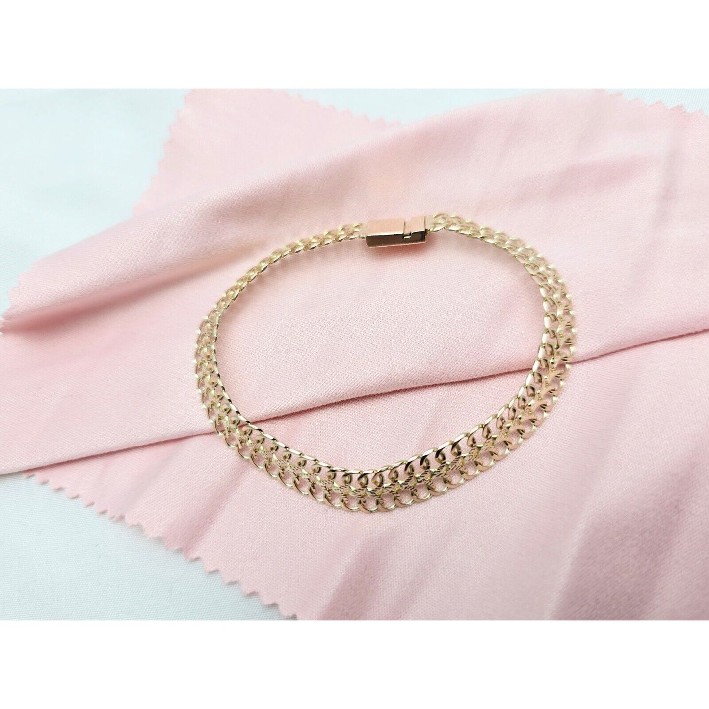 10K Two Tone Gold Flat Link Bracelet