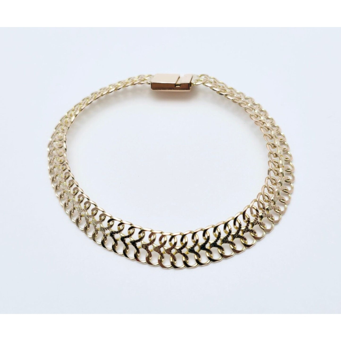 10K Two Tone Gold Flat Link Bracelet
