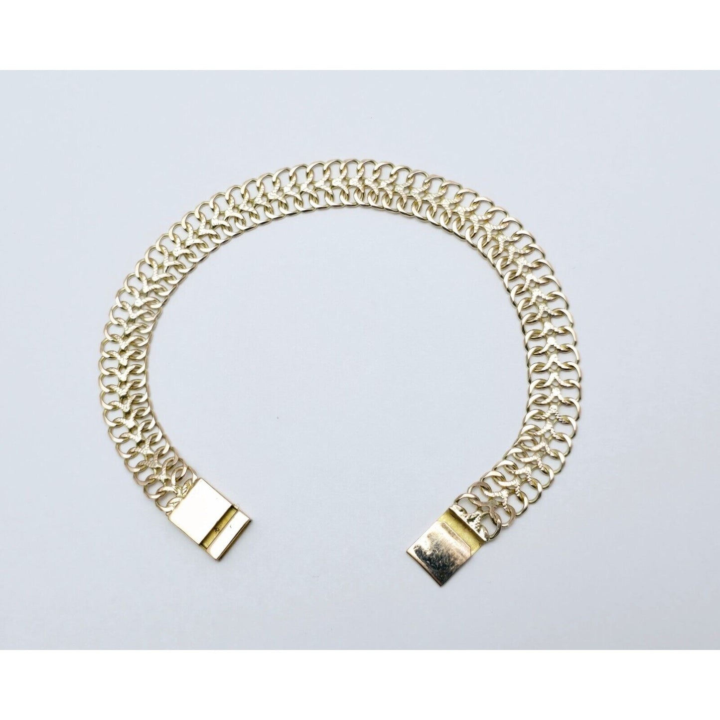 10K Two Tone Gold Flat Link Bracelet