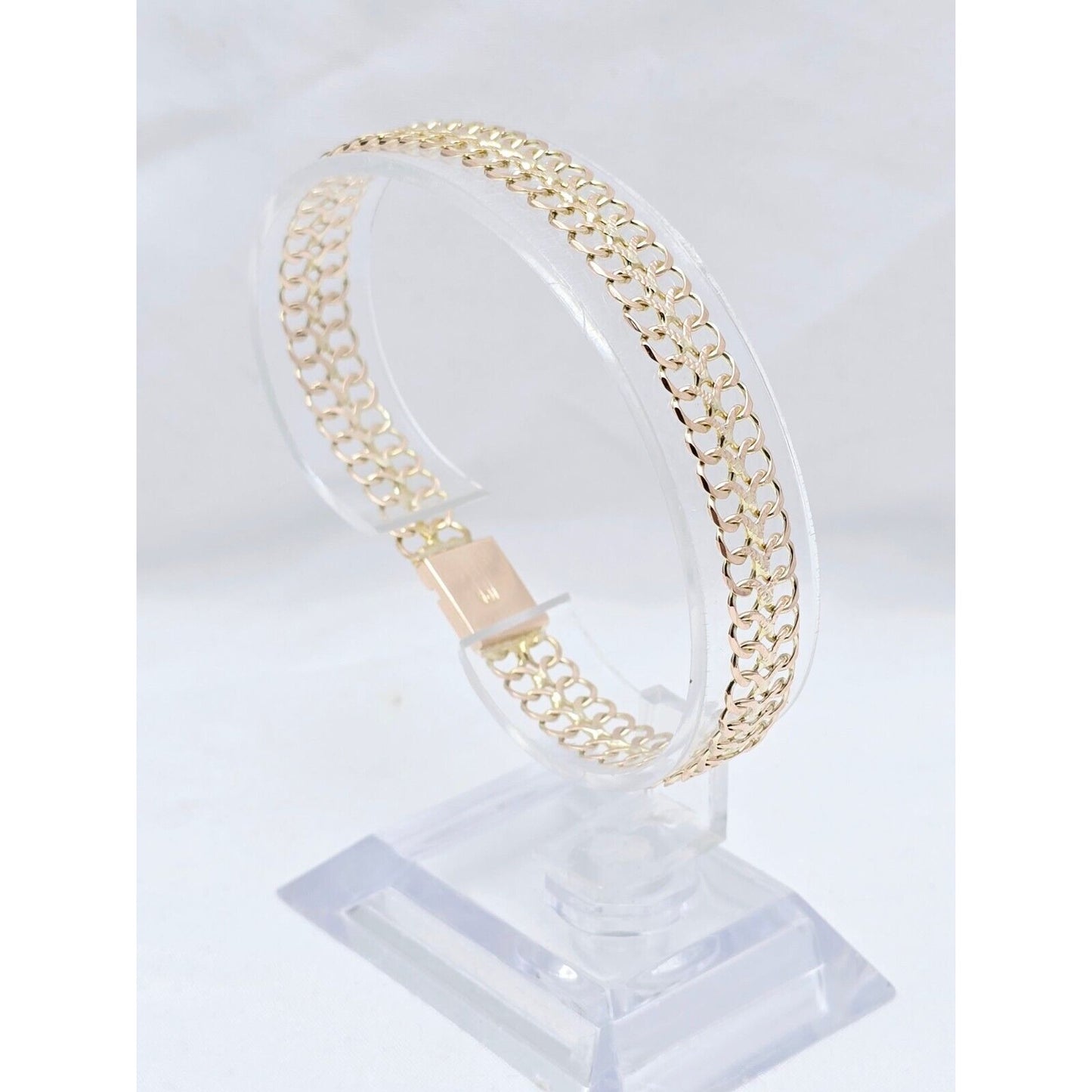 10K Two Tone Gold Flat Link Bracelet