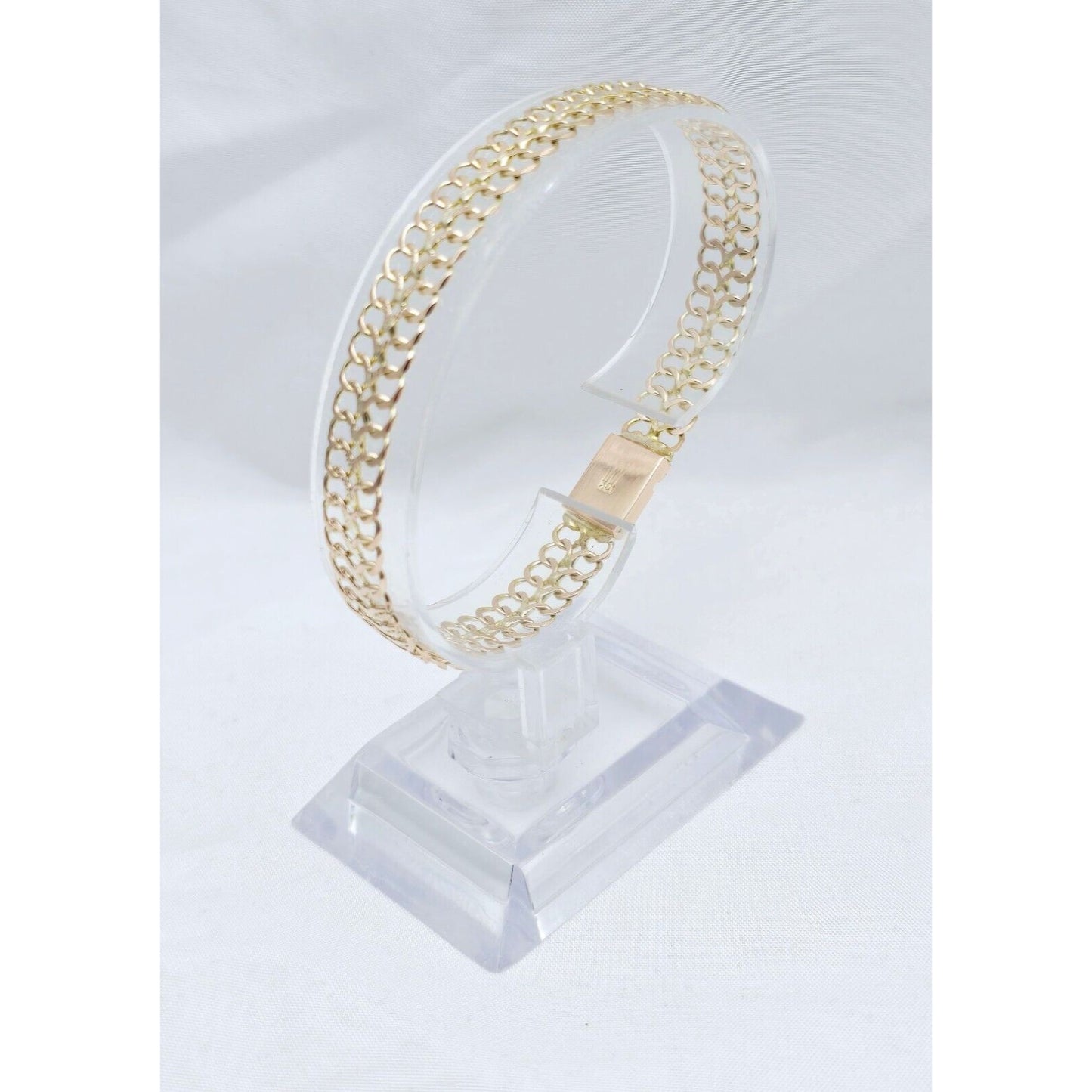 10K Two Tone Gold Flat Link Bracelet