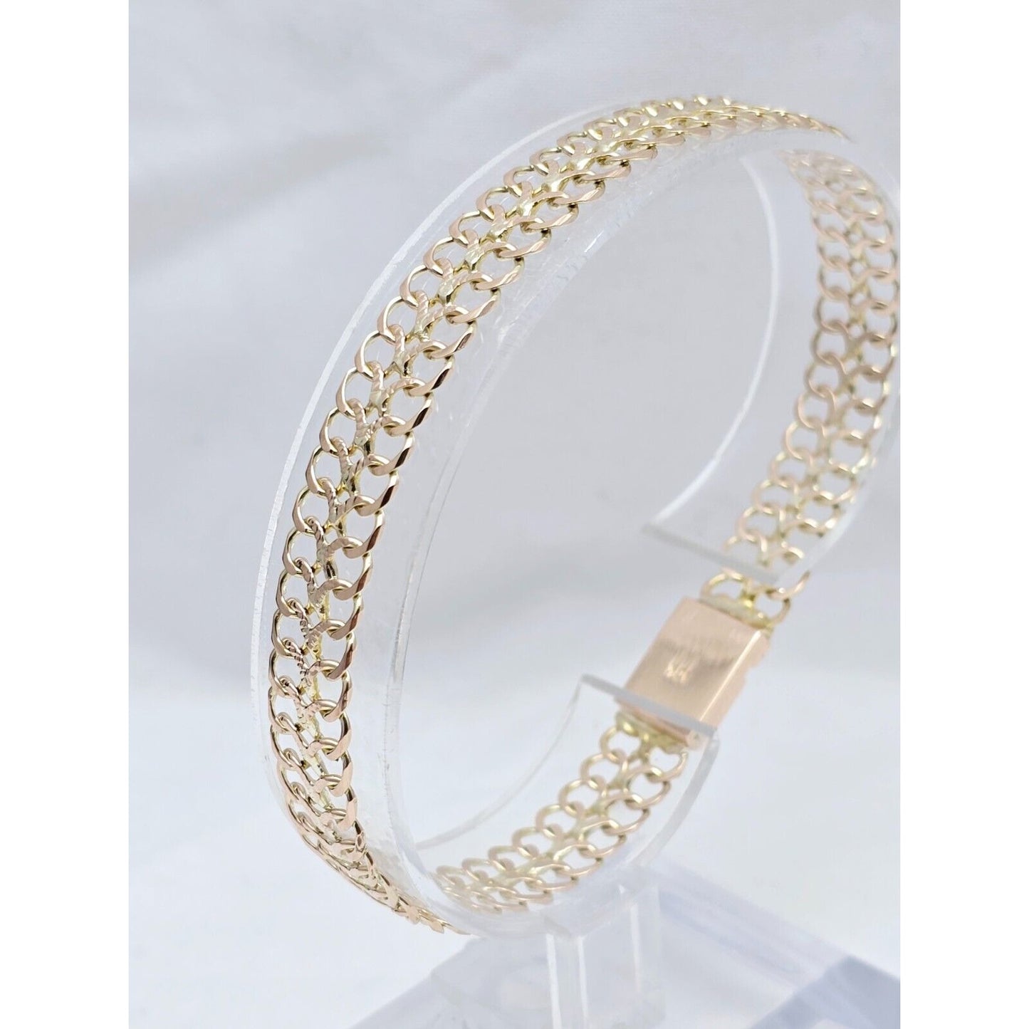 10K Two Tone Gold Flat Link Bracelet