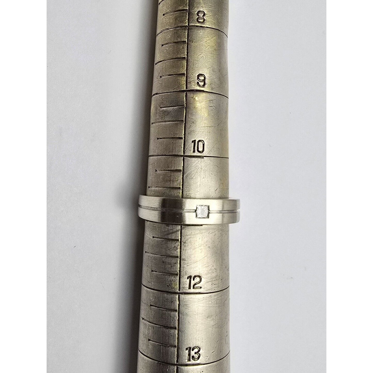 14K White Gold Matte Finish Comfort Diamond Square Wedding Band Ring