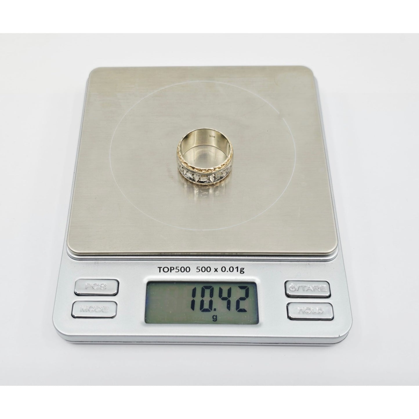 14K Two Tone Gold Raw Diamond Wide Band Ring
