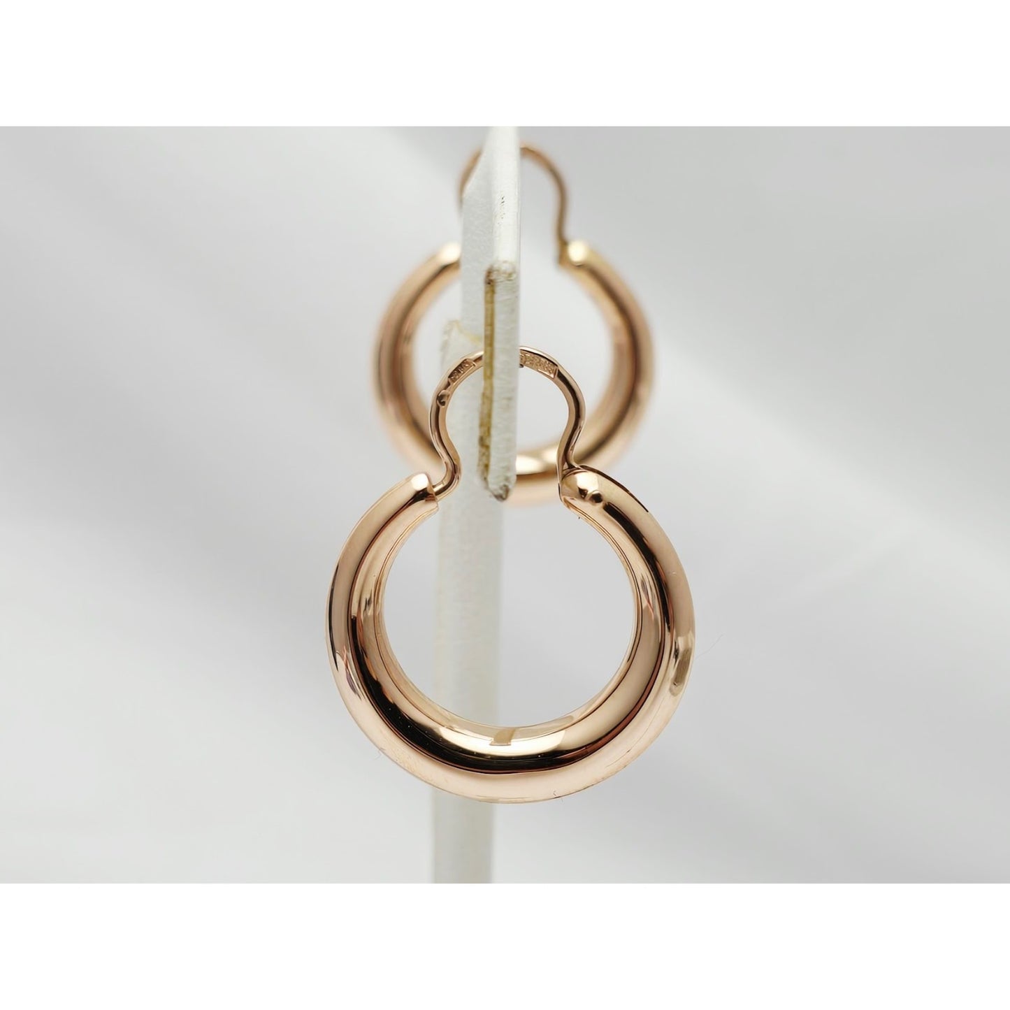 Medium 14K Rose Gold Polished Round Hinged Hoop Earrings