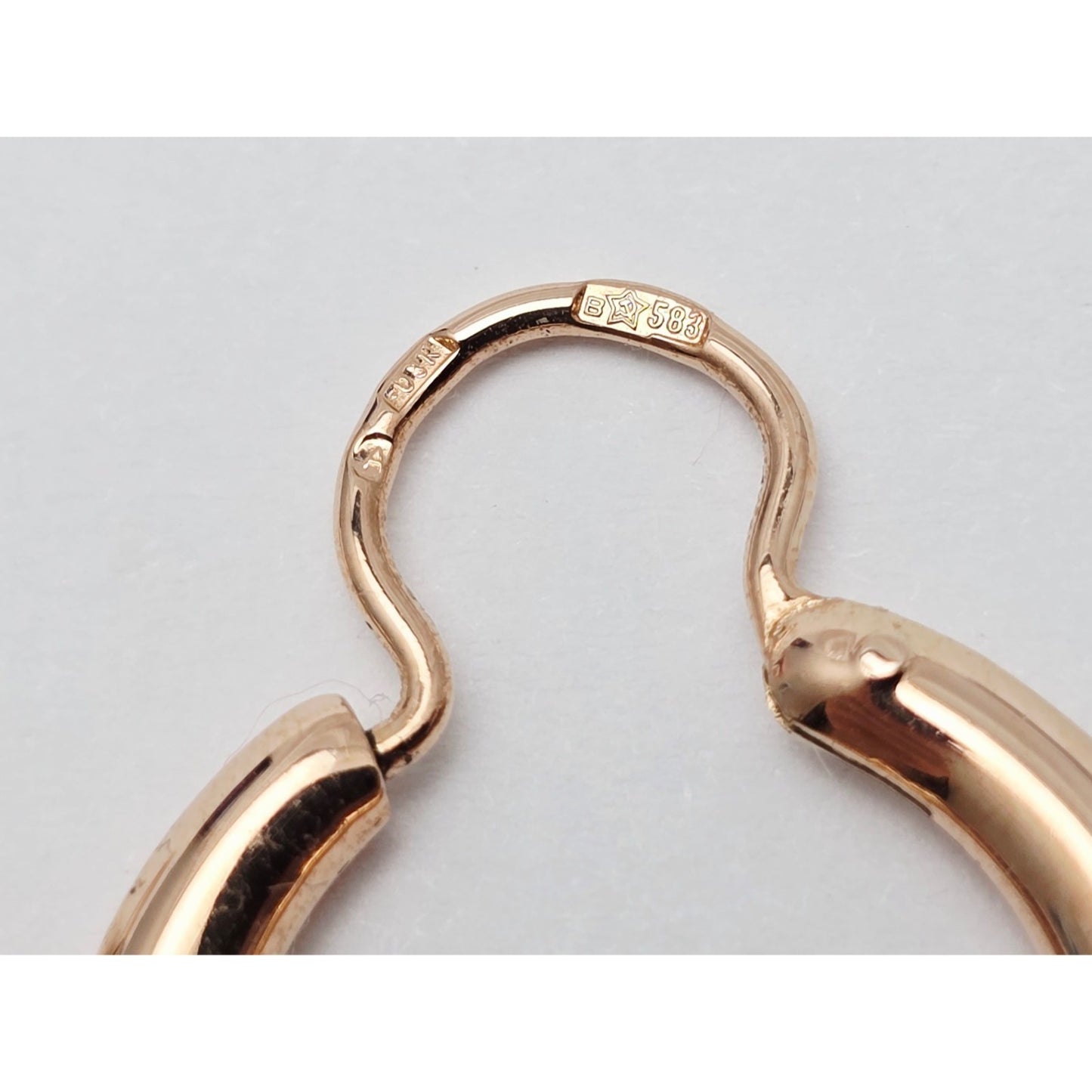 Medium 14K Rose Gold Polished Round Hinged Hoop Earrings