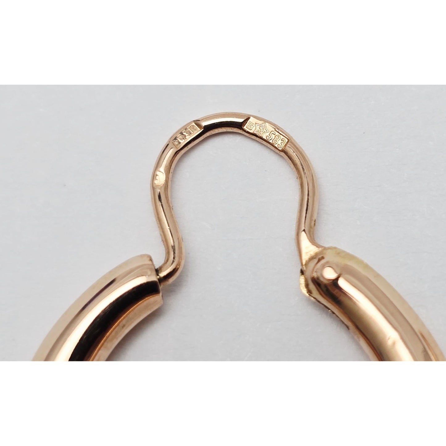 Medium 14K Rose Gold Polished Round Hinged Hoop Earrings
