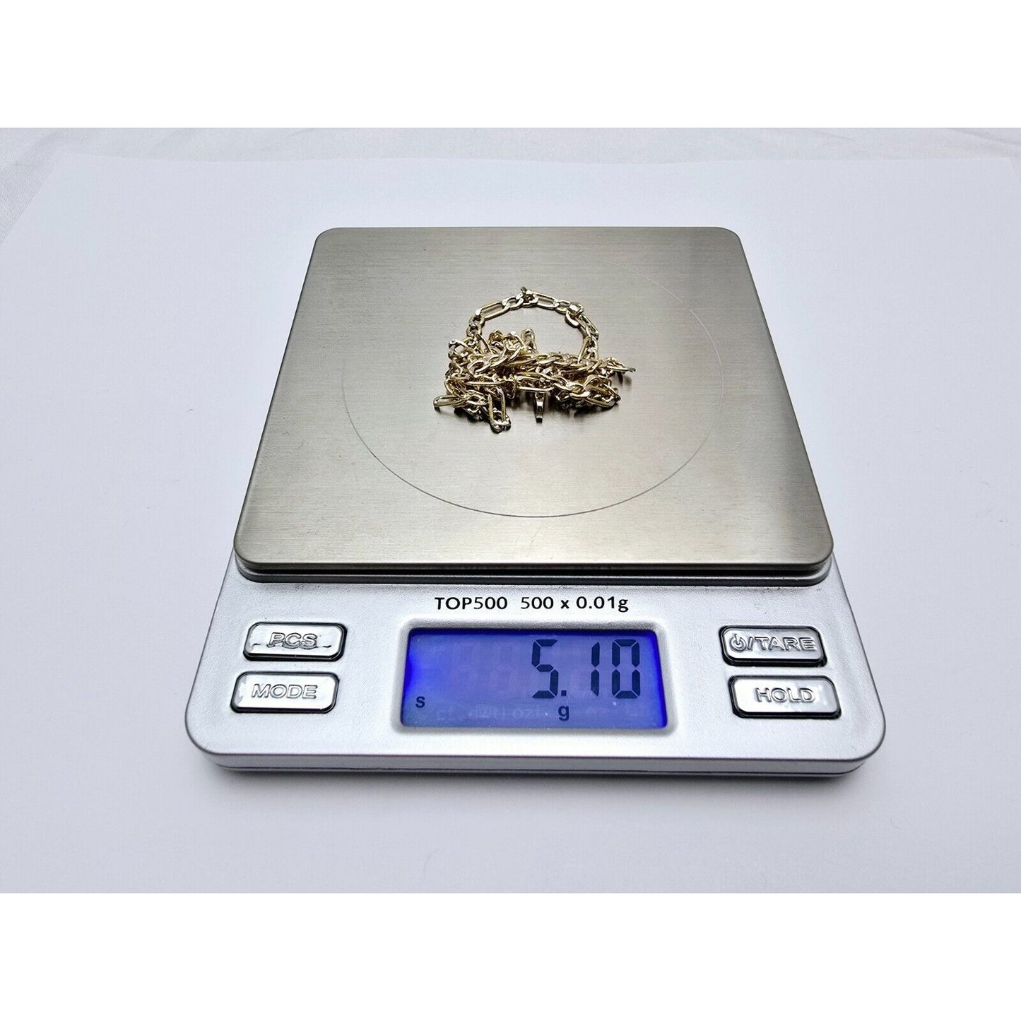 14K Two Tone Gold Diamond Cut Figaro Link Chain Necklace