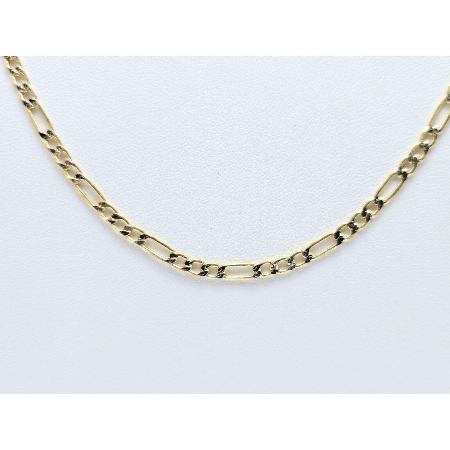 14K Two Tone Gold Diamond Cut Figaro Link Chain Necklace
