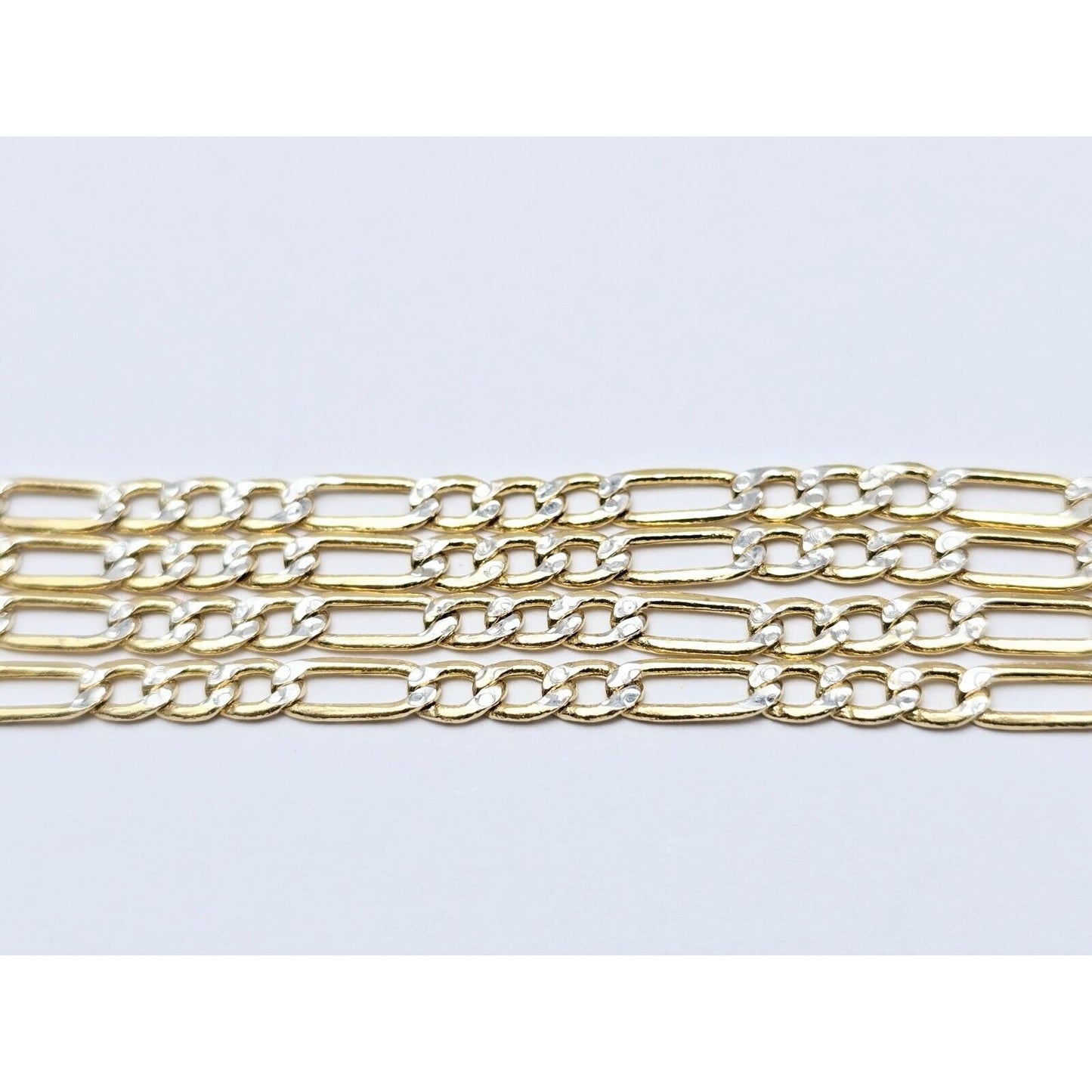 14K Two Tone Gold Diamond Cut Figaro Link Chain Necklace