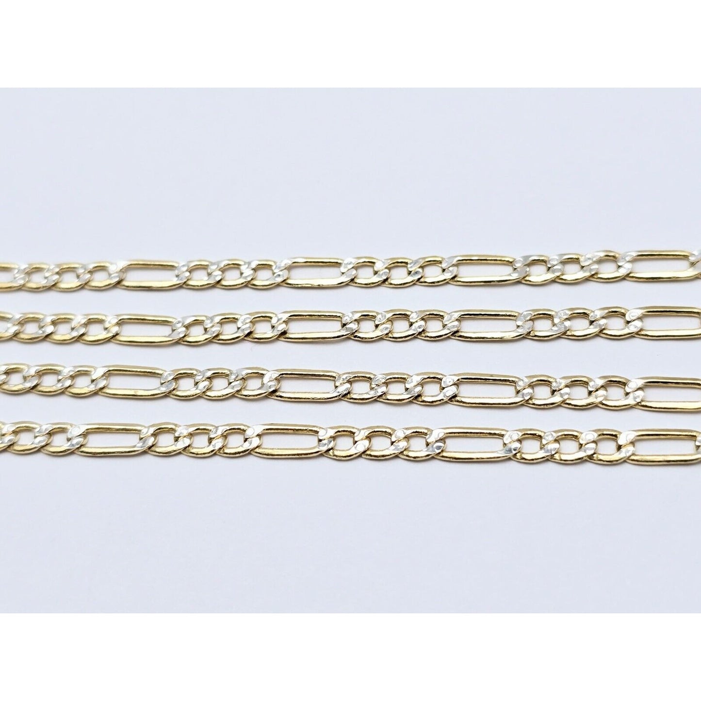 14K Two Tone Gold Diamond Cut Figaro Link Chain Necklace