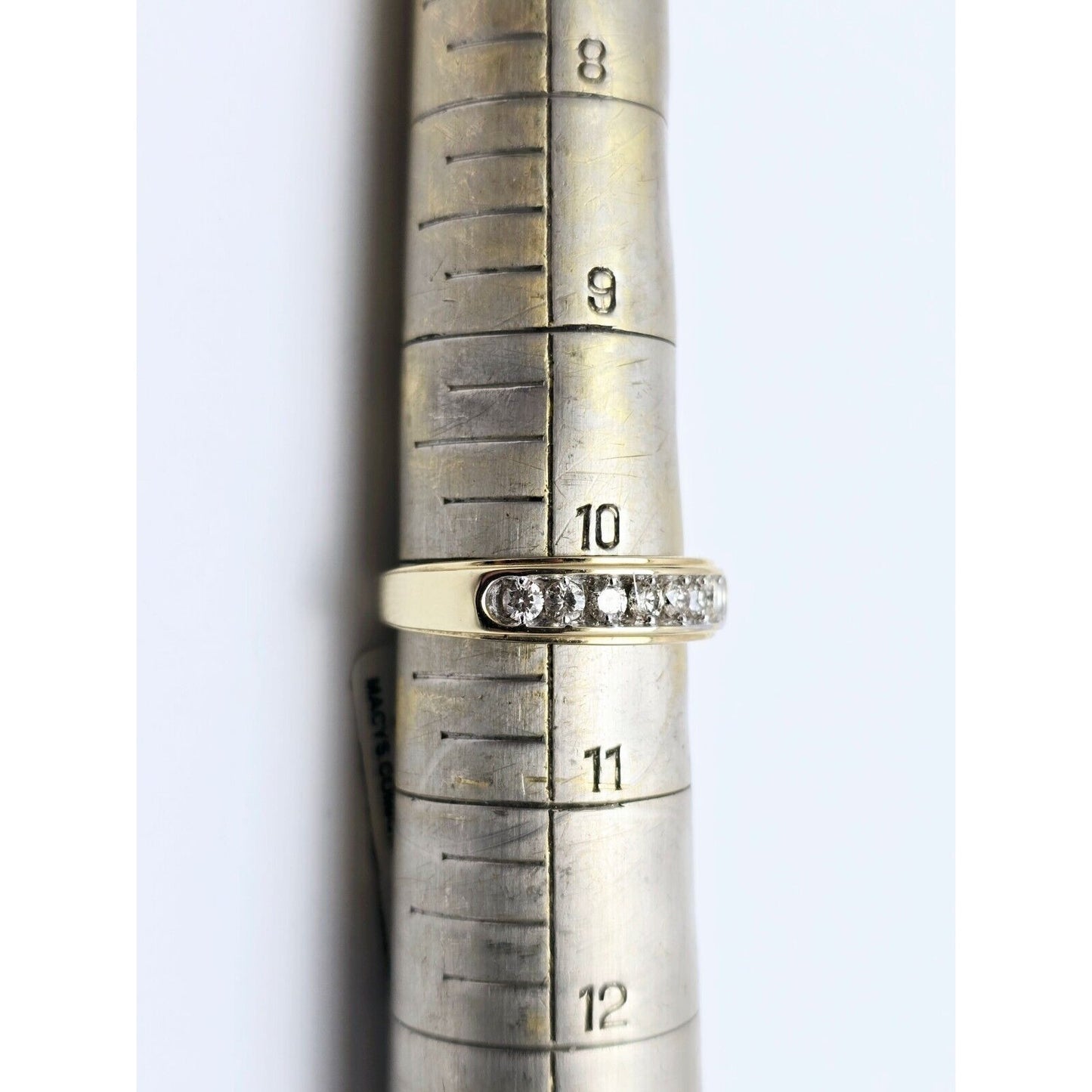 10K Yellow Gold Single Row 7 Diamond Wedding Band Ring