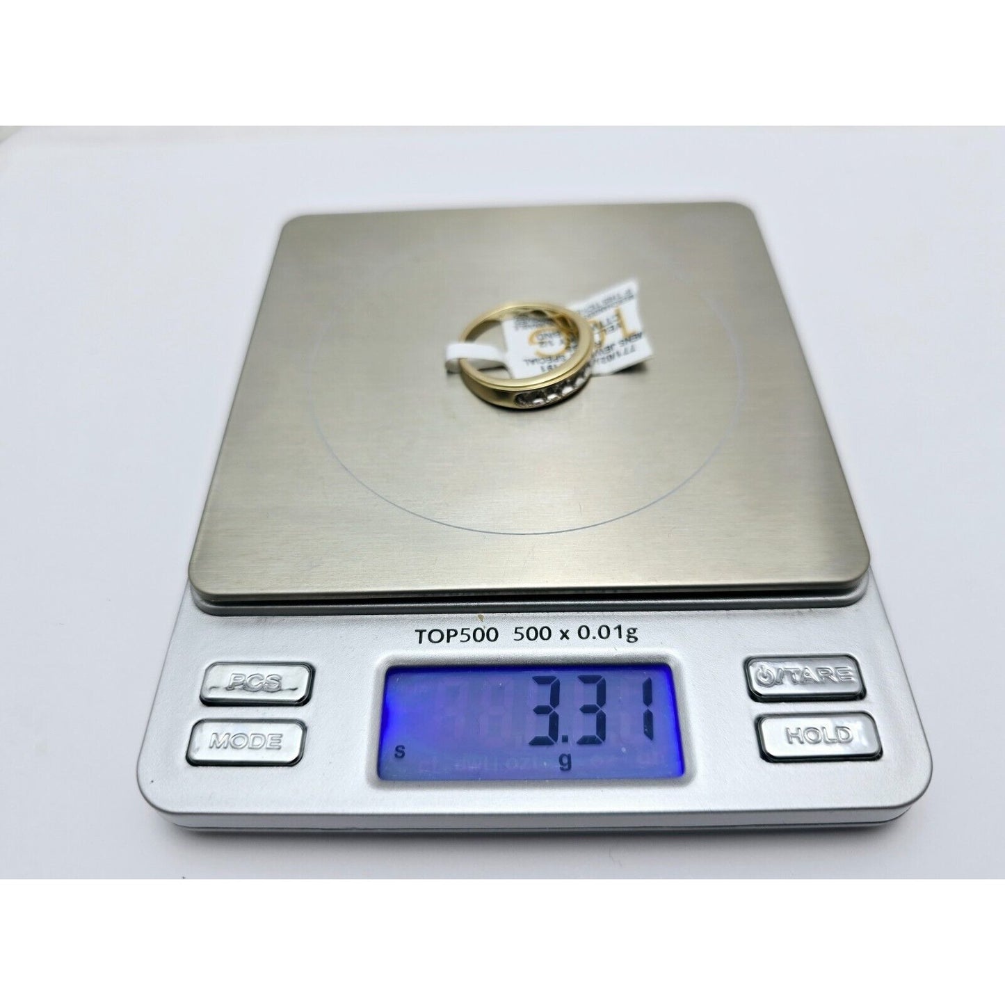 10K Yellow Gold Single Row 7 Diamond Wedding Band Ring