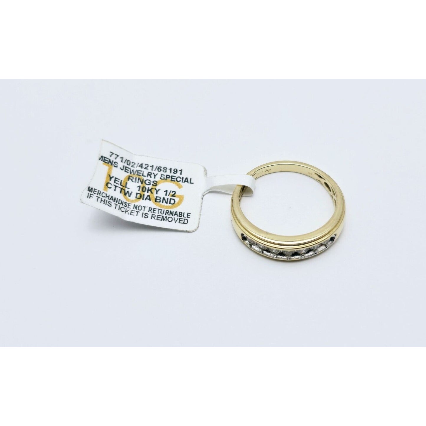 10K Yellow Gold Single Row 7 Diamond Wedding Band Ring