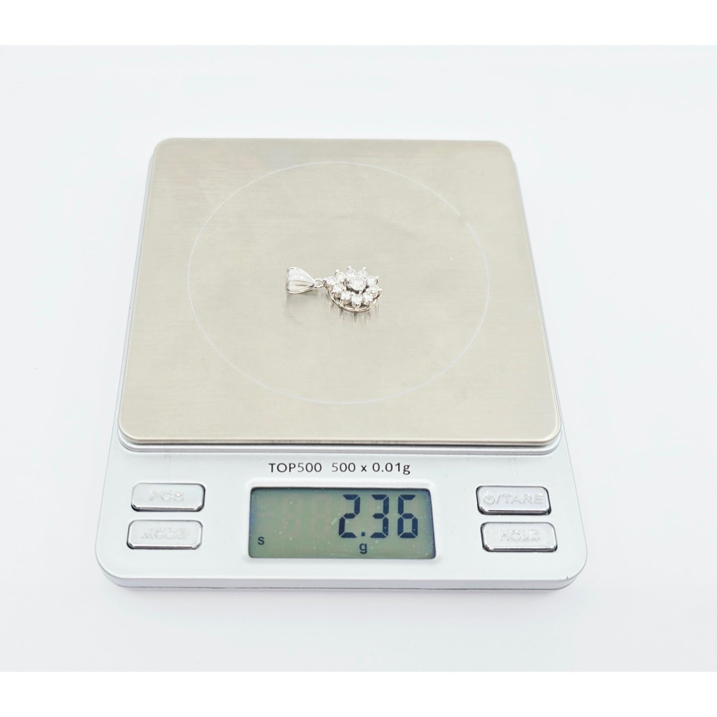 14K White Gold Drop Dangle Diamond Pear Shaped Charm Pendant