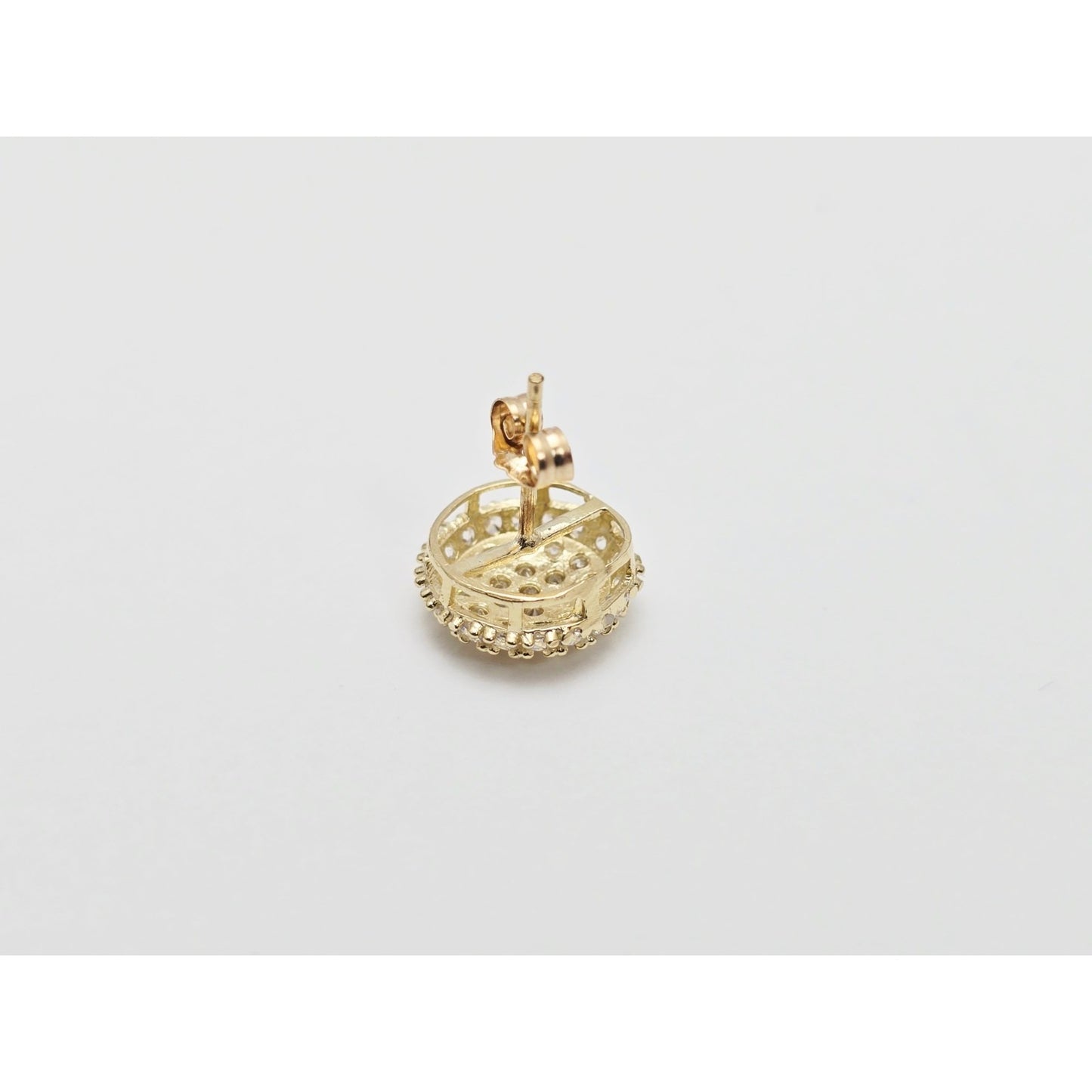 Single 10K Yellow Gold Round Shaped CZ Stud Earring