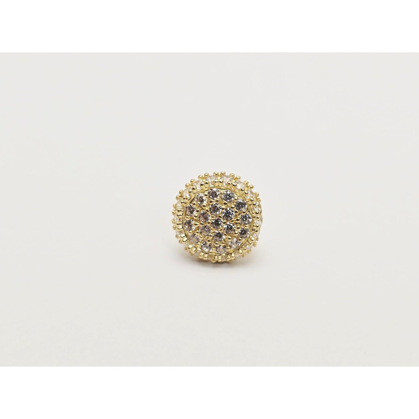 Single 10K Yellow Gold Round Shaped CZ Stud Earring