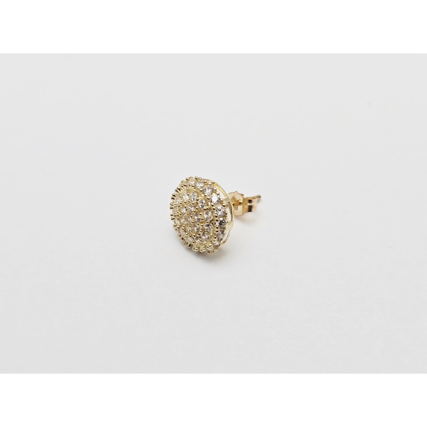Single 10K Yellow Gold Round Shaped CZ Stud Earring