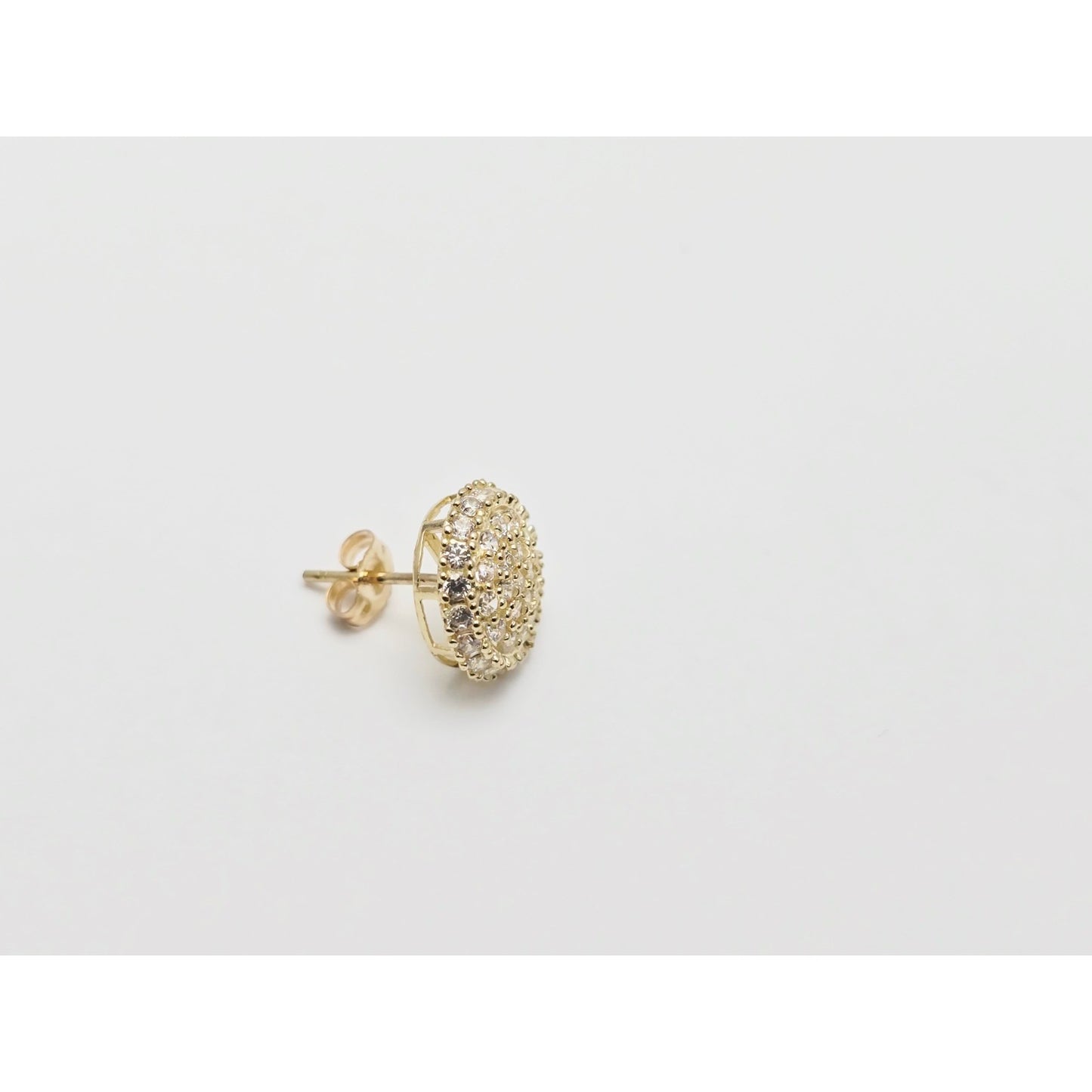 Single 10K Yellow Gold Round Shaped CZ Stud Earring