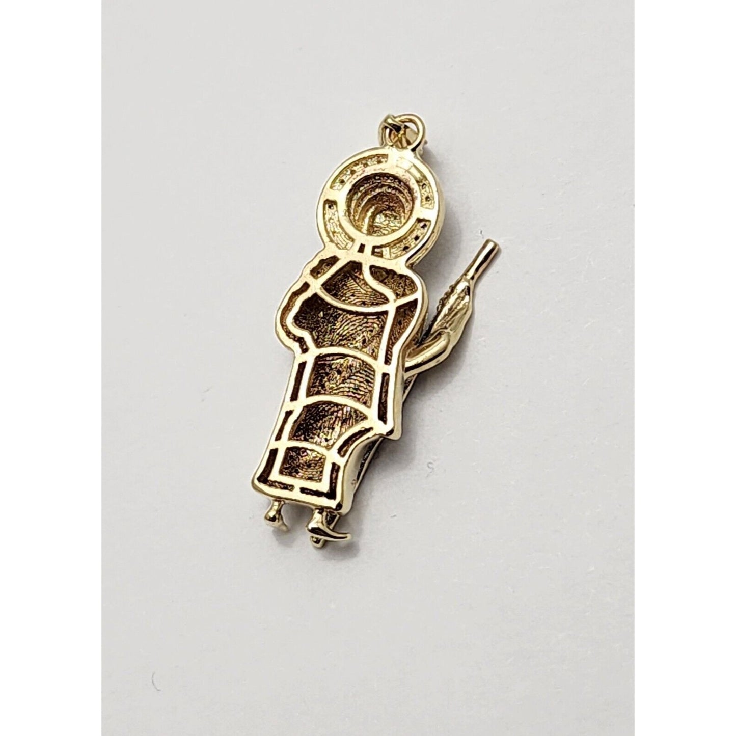 10K Two Tone Gold Religious Saint Jude Diamond Charm Pendant