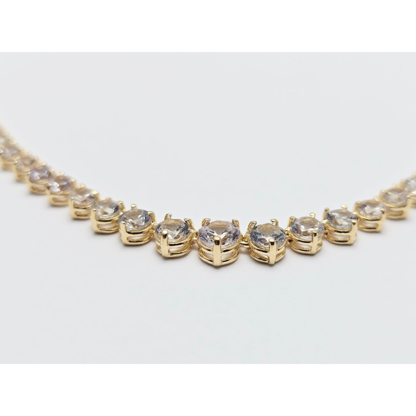 14K Yellow Gold CZ Graduated Link Chain Necklace
