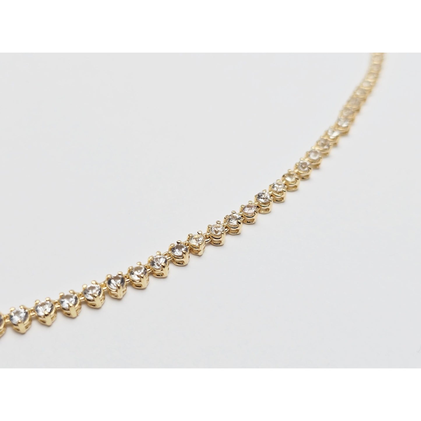 14K Yellow Gold CZ Graduated Link Chain Necklace